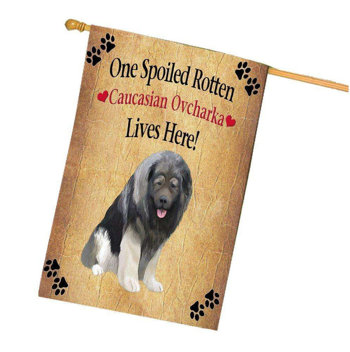 Caucasian Ovcharka Spoiled Rotten Dog House Flag