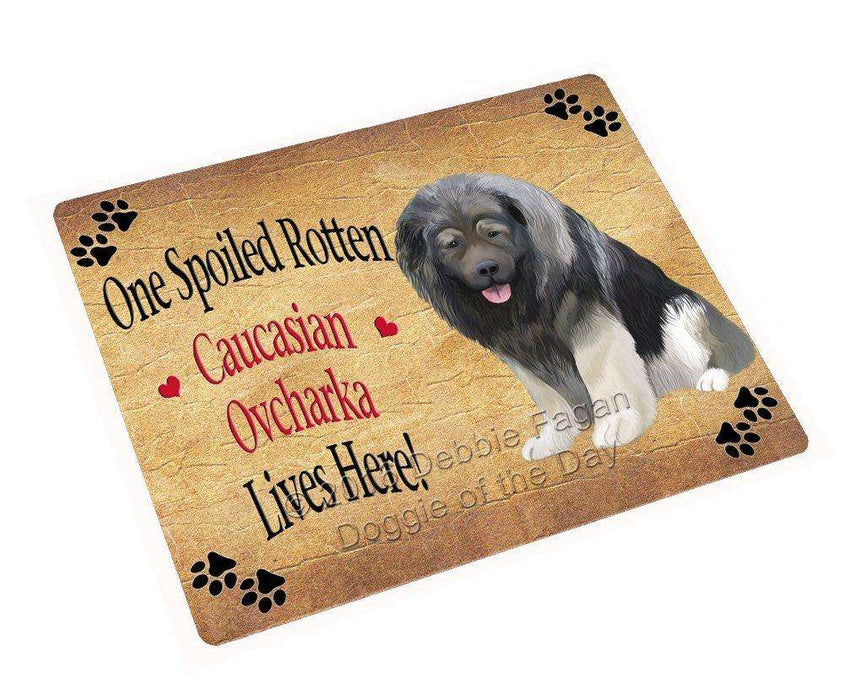 Caucasian Ovcharka Spoiled Rotten Dog Tempered Cutting Board (Small)