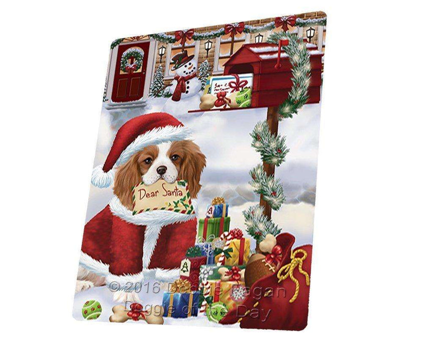 Cavalier King Charles Spaniel Dear Santa Letter Christmas Holiday Mailbox Dog Art Portrait Print Woven Throw Sherpa Plush Fleece Blanket