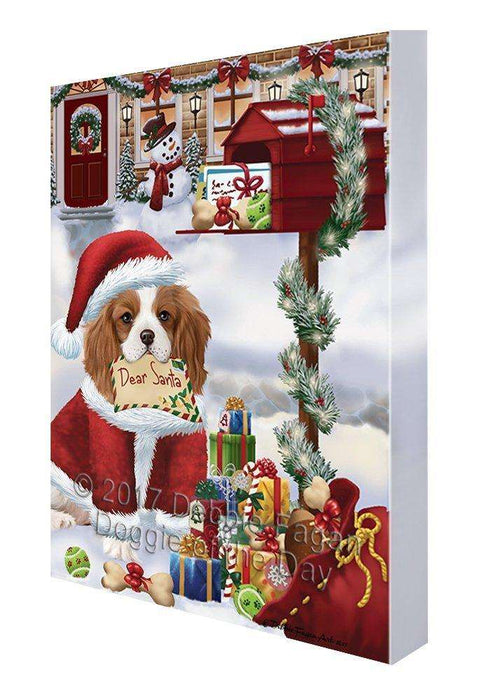 Cavalier King Charles Spaniel Dear Santa Letter Christmas Holiday Mailbox Dog Canvas Wall Art