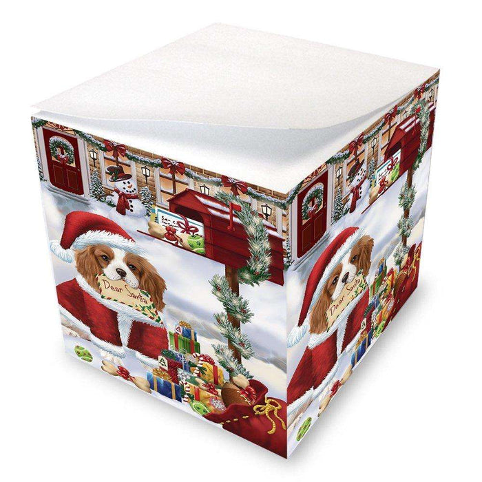 Cavalier King Charles Spaniel Dear Santa Letter Christmas Holiday Mailbox Dog Note Cube D124