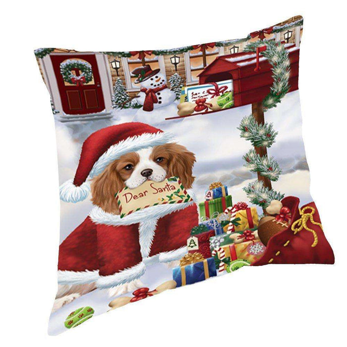 Cavalier King Charles Spaniel Dear Santa Letter Christmas Holiday Mailbox Dog Throw Pillow