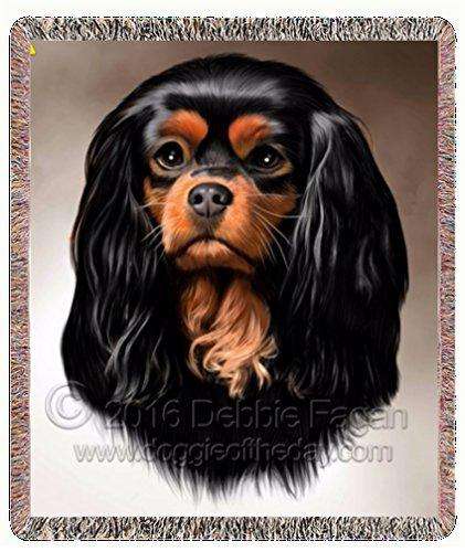 Cavalier King Charles Spaniel Dog Art Portrait Print Woven Throw Blanket