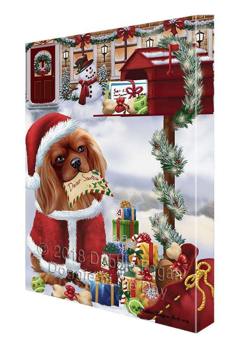 Cavalier King Charles Spaniel Dog Dear Santa Letter Christmas Holiday Mailbox Canvas Print Wall Art Décor CVS102815