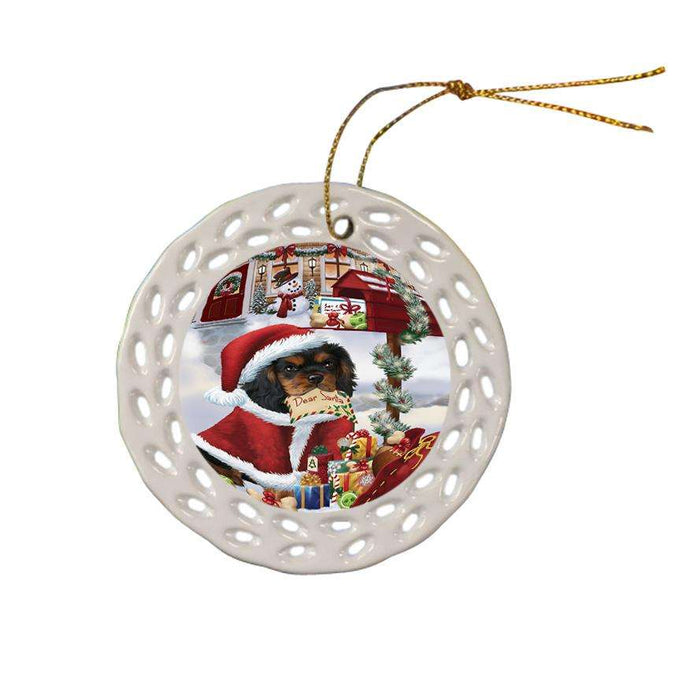 Cavalier King Charles Spaniel Dog Dear Santa Letter Christmas Holiday Mailbox Ceramic Doily Ornament DPOR53884