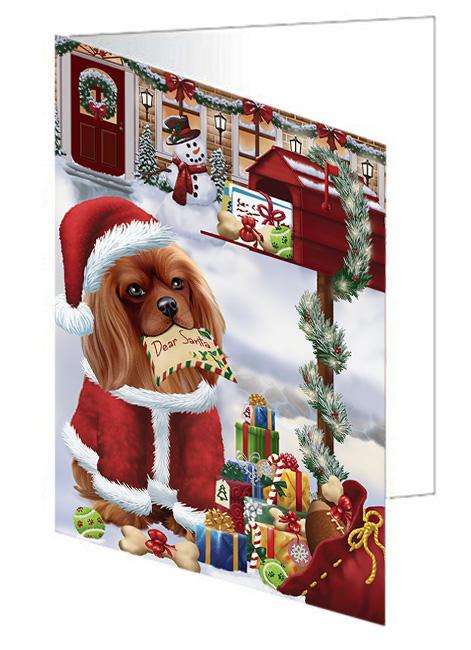 Cavalier King Charles Spaniel Dog Dear Santa Letter Christmas Holiday Mailbox Handmade Artwork Assorted Pets Greeting Cards and Note Cards with Envelopes for All Occasions and Holiday Seasons GCD65684