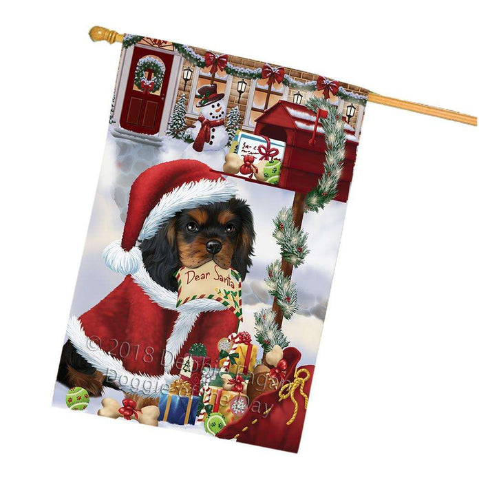 Cavalier King Charles Spaniel Dog Dear Santa Letter Christmas Holiday Mailbox House Flag FLG54082