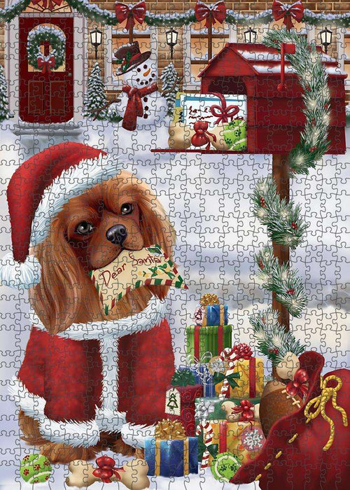 Cavalier King Charles Spaniel Dog Dear Santa Letter Christmas Holiday Mailbox Puzzle with Photo Tin PUZL82696