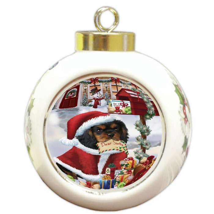 Cavalier King Charles Spaniel Dog Dear Santa Letter Christmas Holiday Mailbox Round Ball Christmas Ornament RBPOR53884