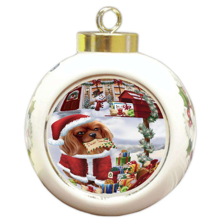 Cavalier King Charles Spaniel Dog Dear Santa Letter Christmas Holiday Mailbox Round Ball Christmas Ornament RBPOR53885