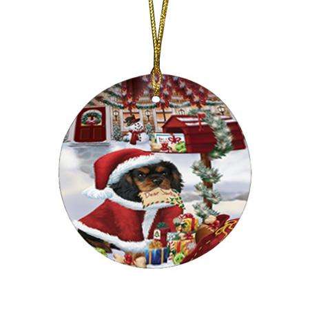 Cavalier King Charles Spaniel Dog Dear Santa Letter Christmas Holiday Mailbox Round Flat Christmas Ornament RFPOR53875