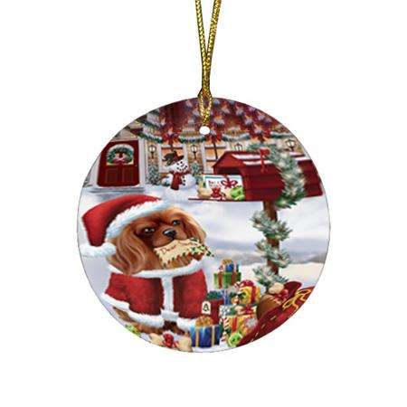 Cavalier King Charles Spaniel Dog Dear Santa Letter Christmas Holiday Mailbox Round Flat Christmas Ornament RFPOR53876