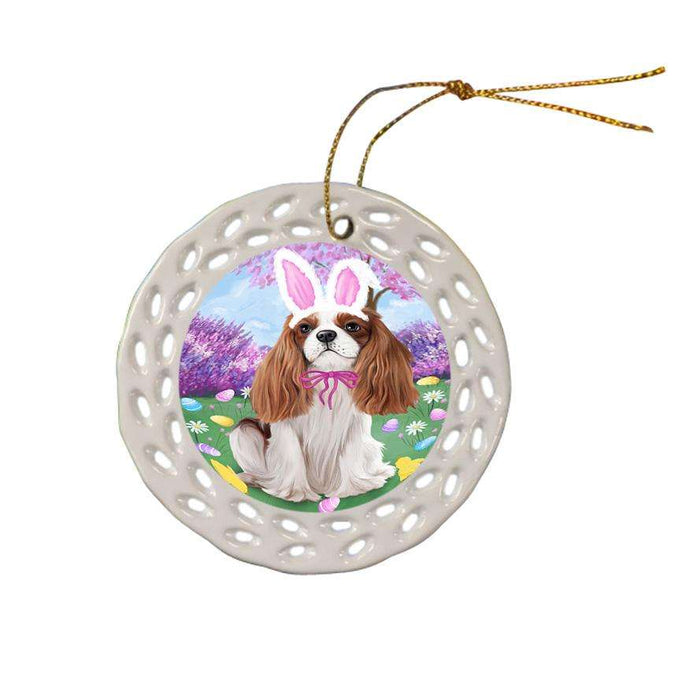 Cavalier King Charles Spaniel Dog Easter Holiday Ceramic Doily Ornament DPOR49090