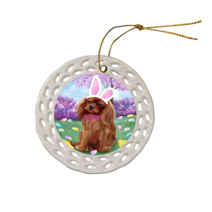 Cavalier King Charles Spaniel Dog Easter Holiday Ceramic Doily Ornament DPOR49094