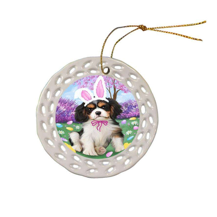 Cavalier King Charles Spaniel Dog Easter Holiday Ceramic Doily Ornament DPOR49095