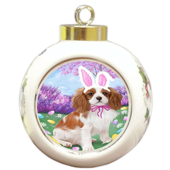 Cavalier King Charles Spaniel Dog Easter Holiday Round Ball Christmas Ornament RBPOR49093