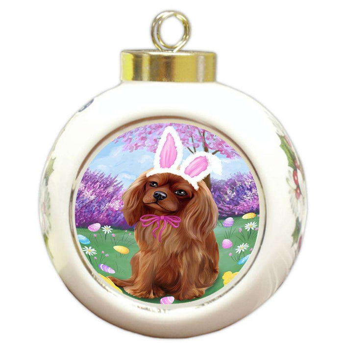 Cavalier King Charles Spaniel Dog Easter Holiday Round Ball Christmas Ornament RBPOR49094