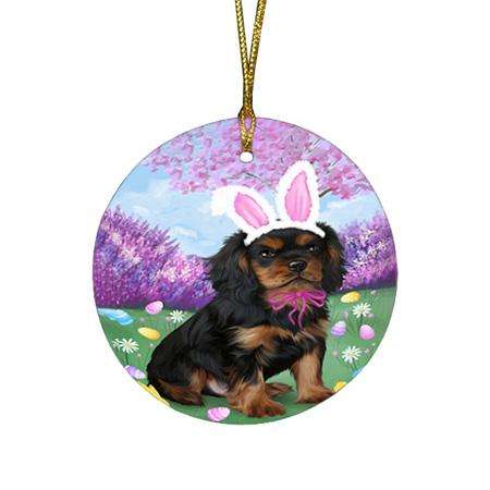 Cavalier King Charles Spaniel Dog Easter Holiday Round Flat Christmas Ornament RFPOR49083