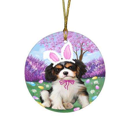 Cavalier King Charles Spaniel Dog Easter Holiday Round Flat Christmas Ornament RFPOR49086