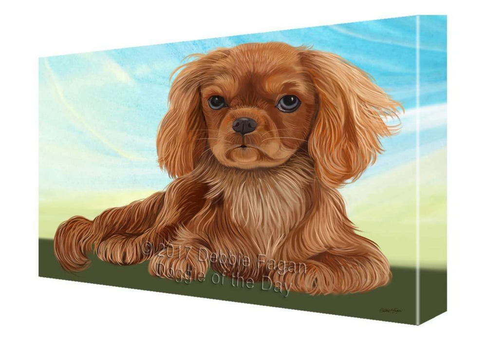 Cavalier King Charles Spaniel Dog Painting Printed on Canvas Wall Art Signed