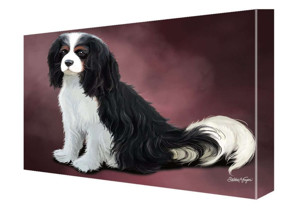 Cavalier King Charles Spaniel Dog Painting Printed on Canvas Wall Art Signed