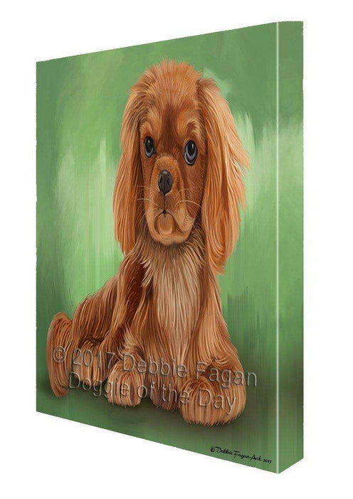 Cavalier King Charles Spaniel Dog Painting Printed on Canvas Wall Art