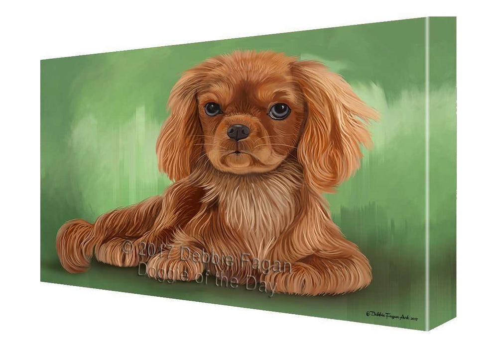 Cavalier King Charles Spaniel Dog Painting Printed on Canvas Wall Art
