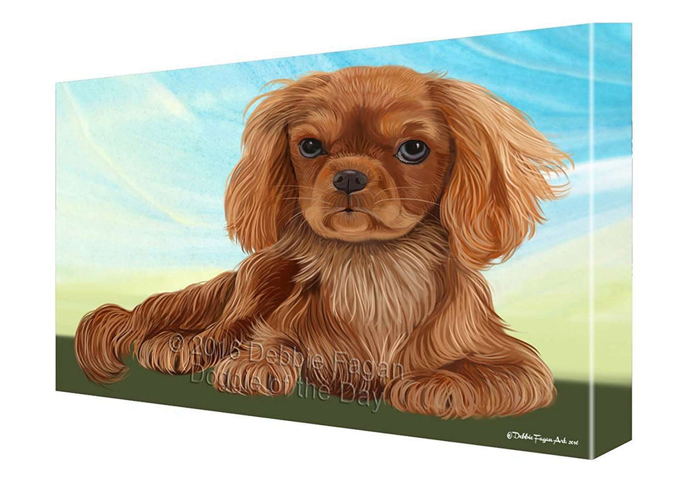 Cavalier King Charles Spaniel Dog Painting Printed on Canvas Wall Art