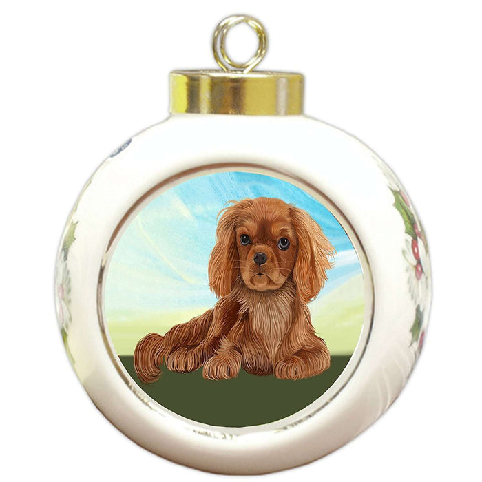 Cavalier King Charles Spaniel Dog Round Ball Christmas Ornament