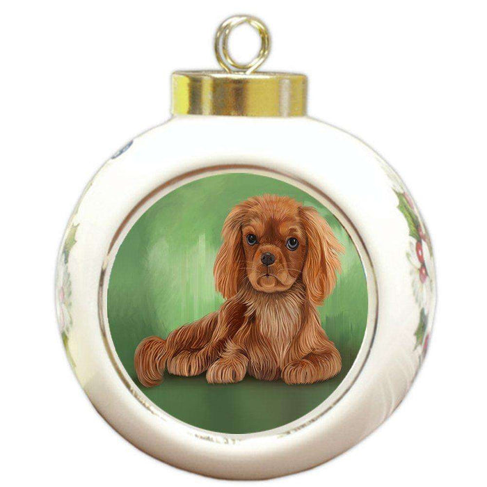 Cavalier King Charles Spaniel Dog Round Ball Christmas Ornament