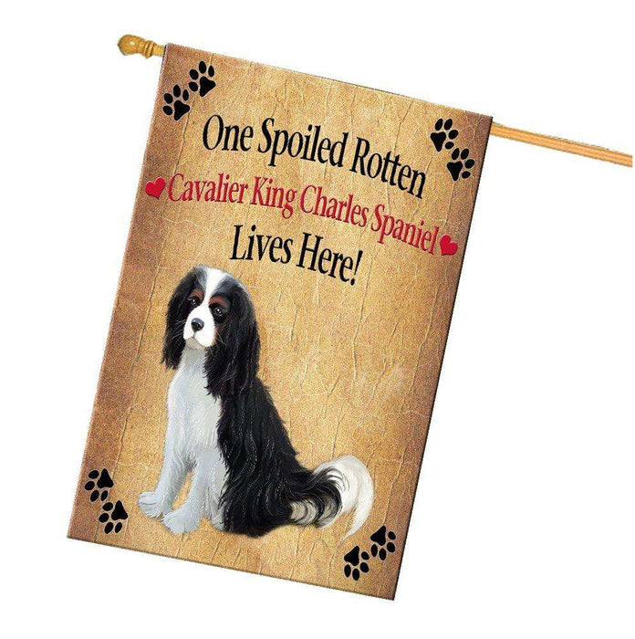 Cavalier King Charles Spaniel Spoiled Rotten Dog House Flag