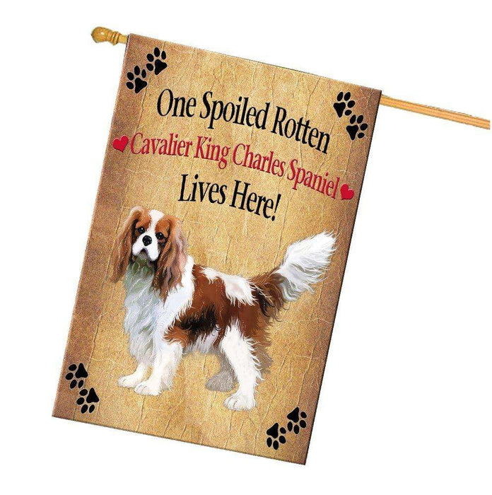 Cavalier King Charles Spaniel Spoiled Rotten Dog House Flag