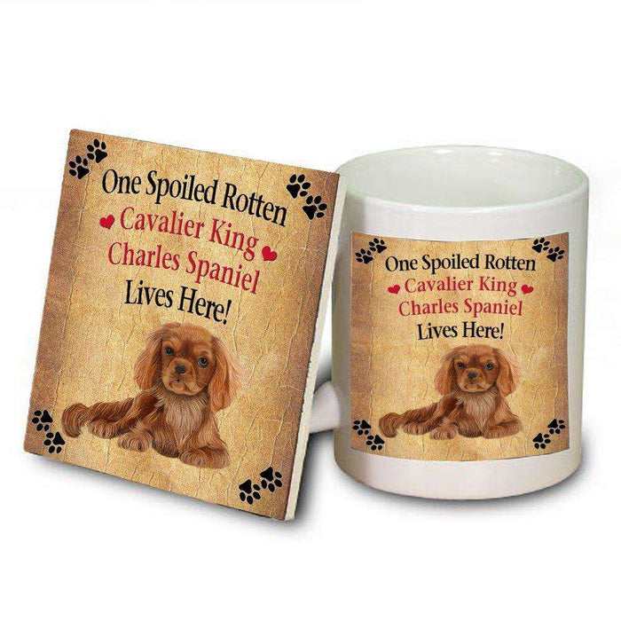 Cavalier King Charles Spaniel Spoiled Rotten Dog Mug and Coaster Set