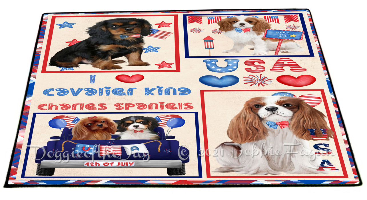 4th of July Independence Day I Love USA Cavalier King Charles Spaniel Dogs Floormat FLMS56167 Floormat FLMS56167