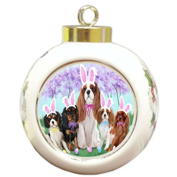 Cavalier King Charles Spaniels Dog Easter Holiday Round Ball Christmas Ornament RBPOR49091