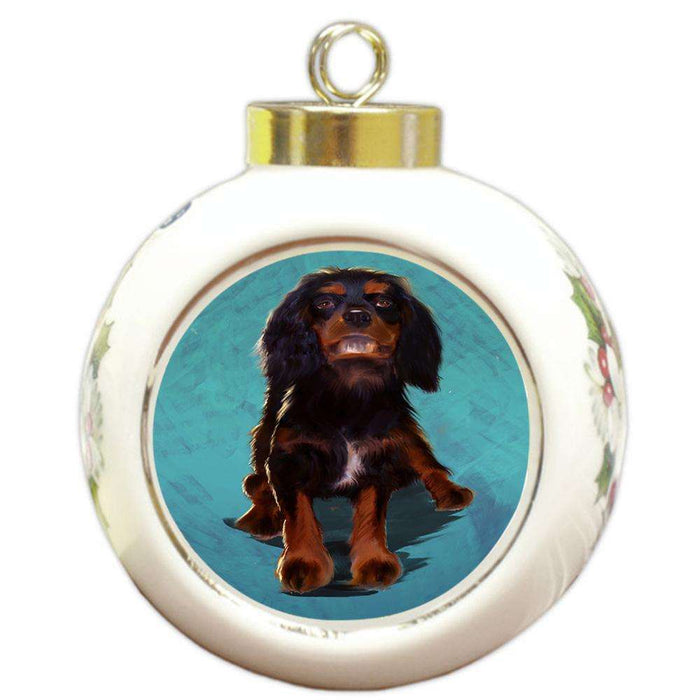 Cavalier King Charles Spaniels Dog Round Ball Christmas Ornament RBPOR54389