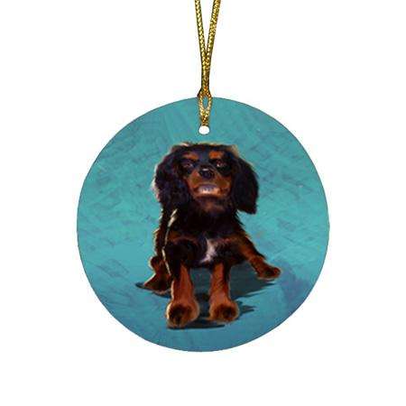Cavalier King Charles Spaniels Dog Round Flat Christmas Ornament RFPOR54380