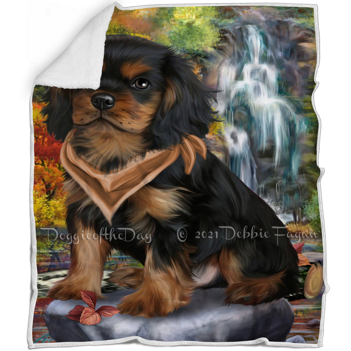 Scenic Waterfall Cavalier King Charles Spaniel Dog Blanket BLNKT63129