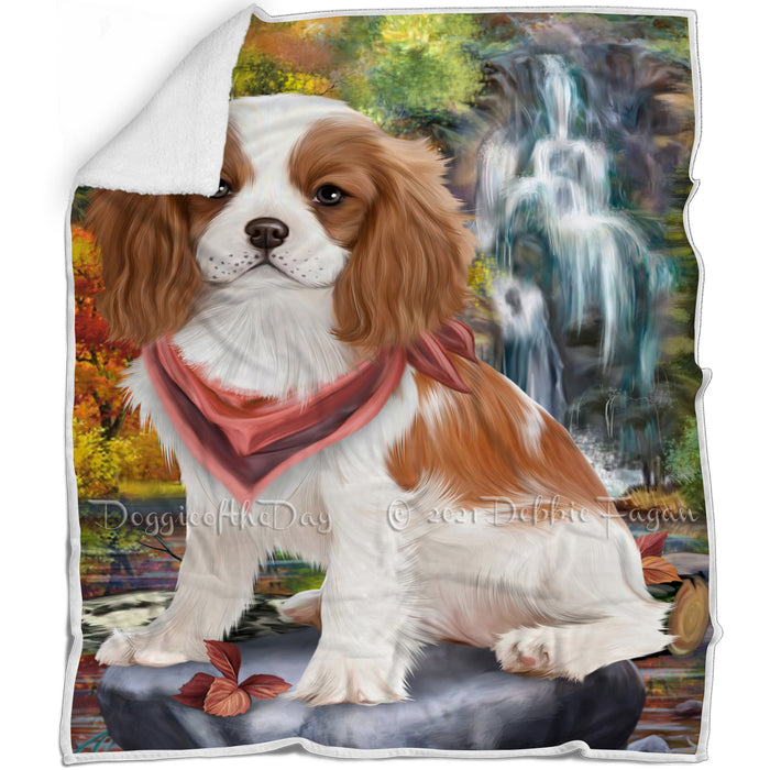 Scenic Waterfall Cavalier King Charles Spaniel Dog Blanket BLNKT63138