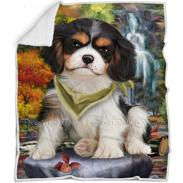 Scenic Waterfall Cavalier King Charles Spaniel Dog Blanket BLNKT63147