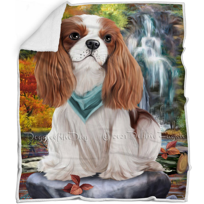 Scenic Waterfall Cavalier King Charles Spaniel Dog Blanket BLNKT63165