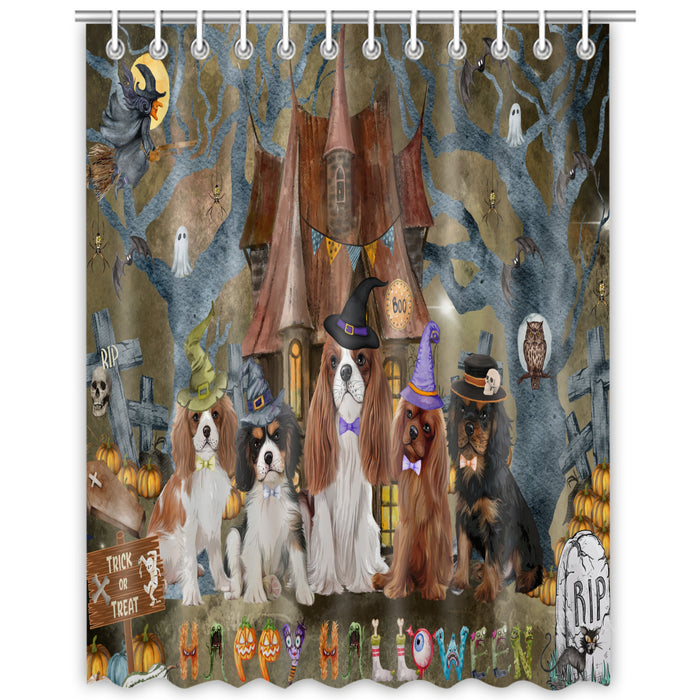 Cavalier King Charles Spaniel Shower Curtain: Explore a Variety of Designs, Halloween Bathtub Curtains for Bathroom with Hooks, Personalized, Custom, Gift for Pet and Dog Lovers