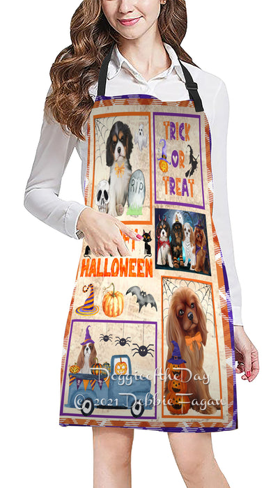 Happy Halloween Trick or Treat Cavalier King Charles Spaniel Dogs Cooking Kitchen Adjustable Apron Apron49306