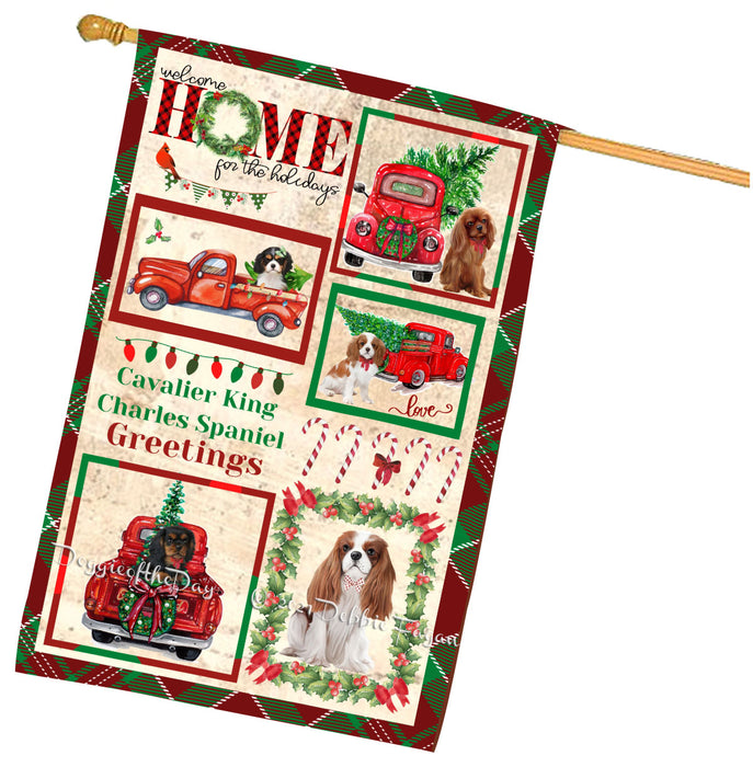 Welcome Home for Christmas Holidays Cavalier King Charles Spaniel Dogs House flag FLG67000