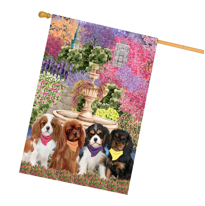 Cavalier King Charles Spaniel Dogs House Flag: Explore a Variety of Designs, Weather Resistant, Double-Sided, Custom, Personalized, Home Outdoor Yard Decor for Dog and Pet Lovers