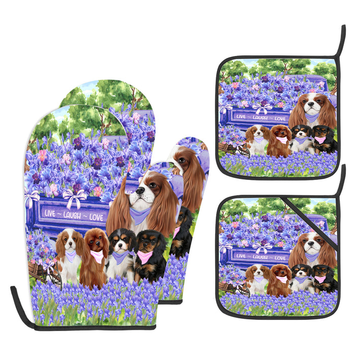 Cavalier King Charles Spaniel Oven Mitts and Pot Holder Set, Kitchen Gloves for Cooking with Potholders, Explore a Variety of Designs, Personalized, Custom, Dog Moms Gift