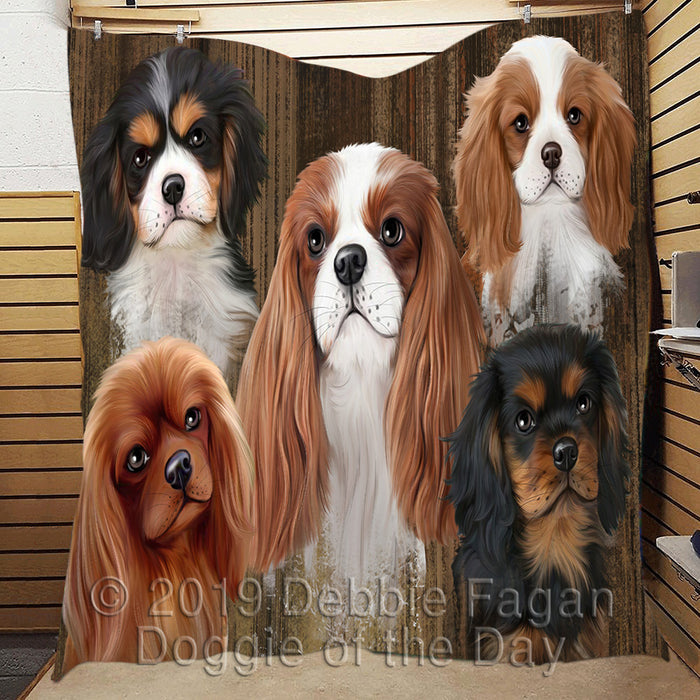 Rustic Cavalier King Charles Spaniel Dogs Quilt