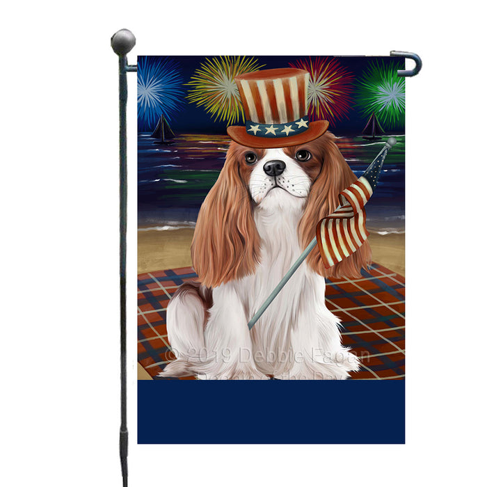 Personalized 4th of July Firework Cavalier King Charles Spaniel Dog Custom Garden Flags GFLG-DOTD-A57849