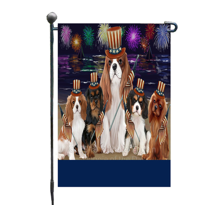 Personalized 4th of July Firework Cavalier King Charles Spaniel Dogs Custom Garden Flags GFLG-DOTD-A57850