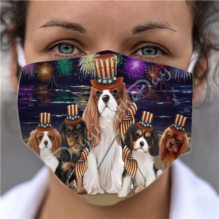 4th of July Independence Day Cavalier King Charles Spaniel Dogs Face Mask FM49392
